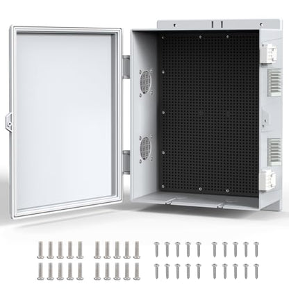 Outdoor Waterproof Electrical Junction Box Weatherproof IP65 ABS Plastic Enclosure with Preset Holes Switch Router Project Box with Mounting Panel Hinged Cover (15.7"x11"x5.9") - size: 15.7"x11"x5.9"