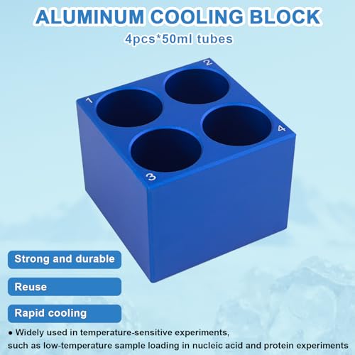 Aluminum Cooling Block - PCR Tubes Cooler, 4 Wells 50ml Centrifuge Tubes, Pack of One - size: 50mL 4 well