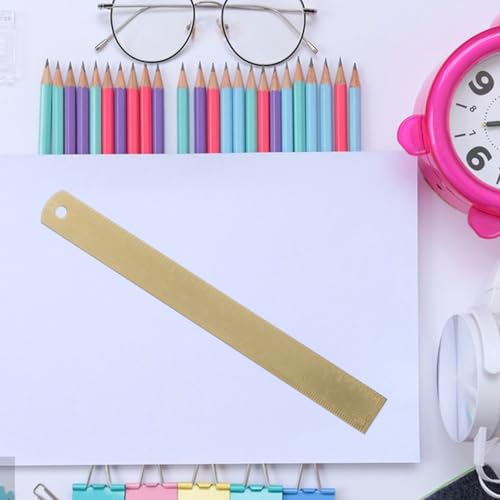 TEHAUX Brass Ruler Drawing Tool Multi-Functional Measuring Ruler for Students Architects Engineers Artists Portable Drafting and Design Tool 6.5×0.67×0.04 inch
