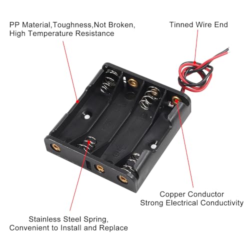 DIANN 10pcs AAA Battery Holder 4X 1.5V AAA Battery Power Case Plastic Box with Wire Applicable for Electronic Toy Home Appliance Remote Control - size: 4 Slots