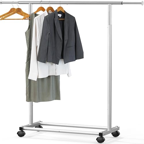 Simple Houseware Standard Rod Garment Clothing Rack, Silver - color: Silver