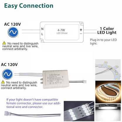 LED Driver 4-7W for Single Color Ceiling Strip Spot Light Module Panel, Replacement LED Power Supply Transformer Adapter Starter, Input AC85-265V Output DC12-25V - style: SF 4-7W 1CCT