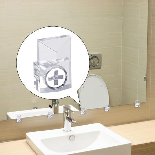 Mirror Holder Clips Clear Plastic Mirror Holders Mirror Mounting Clips Mirror Hanging Hardware Clips for Wall Frameless Heavy Duty Mirror Mirrors Retainer Clips Screws Kit (Classic Style B) - style: Classic Style B