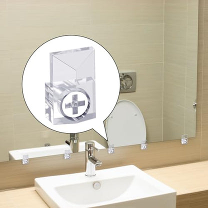 Mirror Holder Clips Clear Plastic Mirror Holders Mirror Mounting Clips Mirror Hanging Hardware Clips for Wall Frameless Heavy Duty Mirror Mirrors Retainer Clips Screws Kit (Classic Style B) - style: Classic Style B