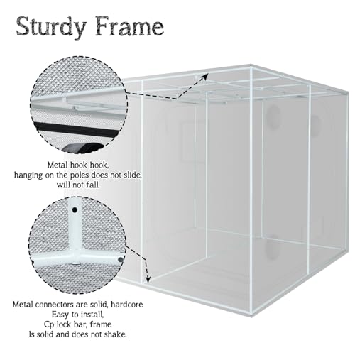 zazzy 8x8 Large Grow Tent 96"x96"x78" High Reflective Mylar Growing Tent - size: 96"x96"x78"