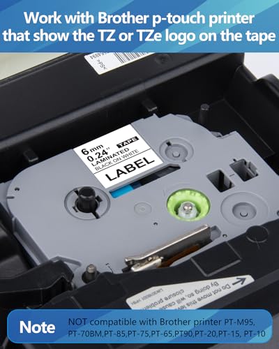 5X Weemay 6mm Laminated White Label Tape TZe-211 TZ 211