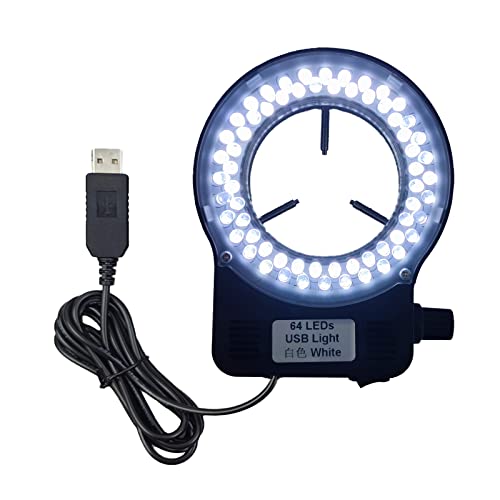 USB LED Ring Light Illuminator, 144 64 LED White Adjustable Lamp for Industry Monocular Binocular Trinocular Stereo Video Lens Microscope & Camera (USB 64 LEDs) - color: 64 LED