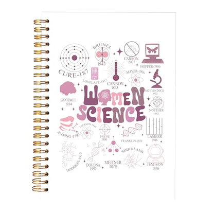 KAOWT Women in Science Notebook Journal, Feminist Gifts Women, Female Scientist Notebooks for Note Taking, Girl Power Science Journal, STEM Gifts Hardcover Spiral Notebook 5.5x8.3in - color: science
