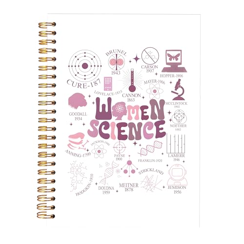KAOWT Women in Science Notebook Journal, Feminist Gifts Women, Female Scientist Notebooks for Note Taking, Girl Power Science Journal, STEM Gifts Hardcover Spiral Notebook 5.5x8.3in - color: science
