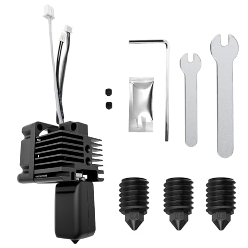 Hotend Complete Kit for Bambu Labs X1 X1C 3D Printer, Full Assembly Hot End with Fan,Thermistor,Ceramic Heater, 0.4/0.6/0.8mm Nozzle, Silicone Sock, Heating Block (Not for P1 Series) - size: X1/X1C Hotend with Fan