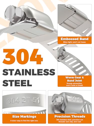 30PCS Stainless Steel Worm Gear Hose Clamps, 3/4"-1-1/4" (18-32mm) - color: Silver, size: 3/4" to 1-1/4"(30pcs)