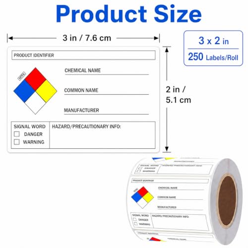 2 X 3 SDS Labels Chemical Safety Stickers NFPA Chemical ID Labels