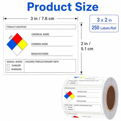 2 X 3 SDS Labels Chemical Safety Stickers NFPA Chemical ID Labels