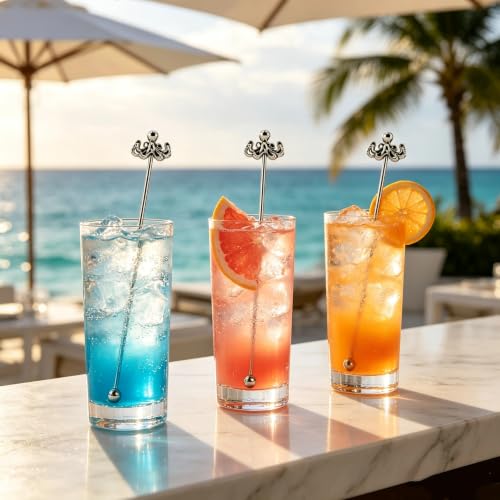 Homestia 6 Pcs 7.5'' Metal Swizzle Sticks, Cocktail Stirrers, Octopus Decor - color: 6pcs Octopus