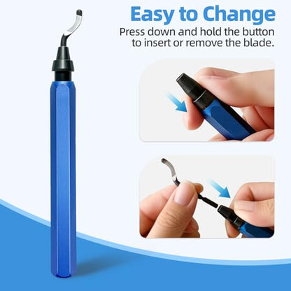 13-Piece Deburring Tool for 3D Printing, HSS Blades Aluminum Handle