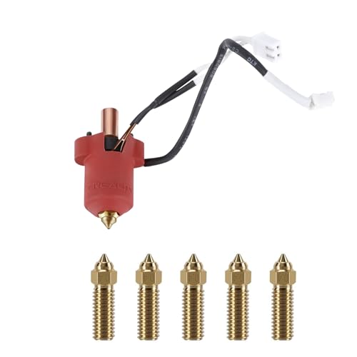 Creality CR-10 SE Ceramic Heating Block Kit, 3D Printer Parts All Metal Heat Break 300°C High Temperature Resistance Hotend Heating Block Kit with 5PCS Brass Nozzles for CR-10 SE