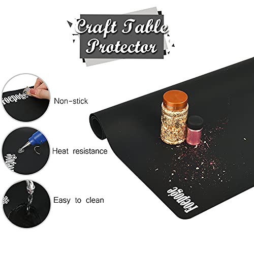 Foepoge 27.9”x20” Extra Large Silicone Sheet for Crafts Resin, Nonstick - color: Black, size: 27.9" x 20"