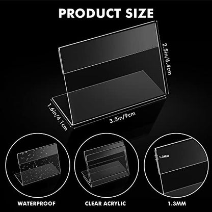 Teling 36 Pcs 3.5x2.5 Mini Acrylic Sign Holder Slant Back Display Stands