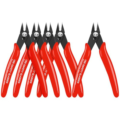 HongWay 5pcs Red 5" Micro Flush Cutters for Electronics Crafts - color: Red