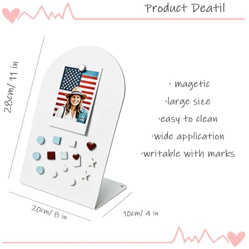 2Pack Metal White Arched Magnet Display Board, 11"×8" Anti-Slip Desk Magnetic Bulletin Board Decorative Tabletop Memo Photo Display Stand Small Business Supplies for Home Office Vendor Booth Classroom - size: 11" × 8"- w