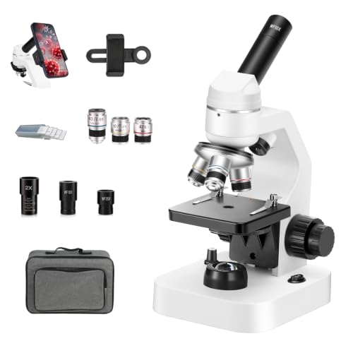 40-2000X HD Optical Microscope for Students, Dual LED Lights, with Specimen Slides (Basic Version) - color: Basic Version