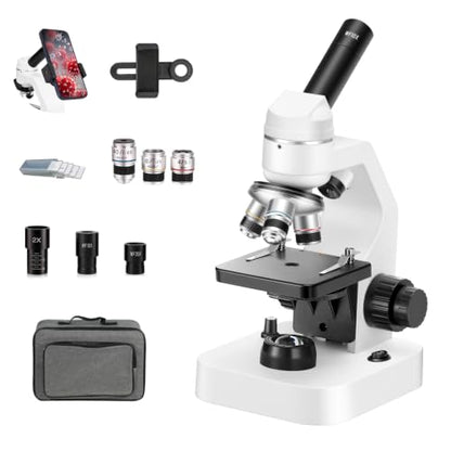 40-2000X HD Optical Microscope for Students, Dual LED Lights, with Specimen Slides (Basic Version) - color: Basic Version