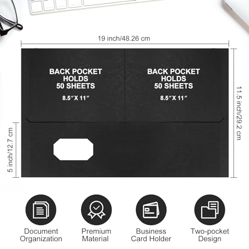 Harloon 75 Pack Black Two Pocket Paper Folders Bulk, Letter Size - color: Black