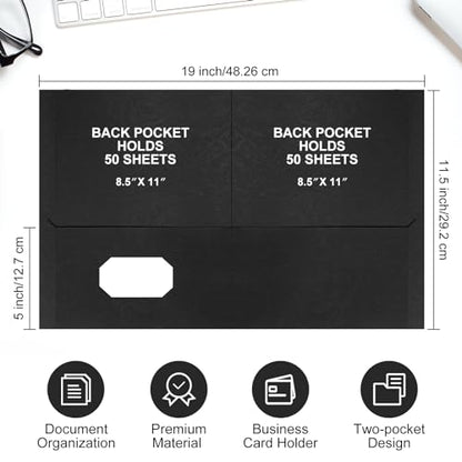 Harloon 75 Pack Black Two Pocket Paper Folders Bulk, Letter Size - color: Black