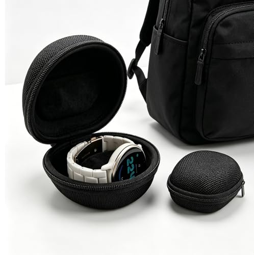 Travel Watch Case, TICFROG Portable Single Watch Case Roll Storage Box for Men's Wristwatches & Smart Watches up to 50mm with 7.08'' X 7.08'' Cleaning Cloth, Black - color: Black