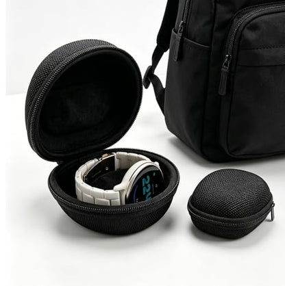 Travel Watch Case, TICFROG Portable Single Watch Case Roll Storage Box for Men's Wristwatches & Smart Watches up to 50mm with 7.08'' X 7.08'' Cleaning Cloth, Black - color: Black
