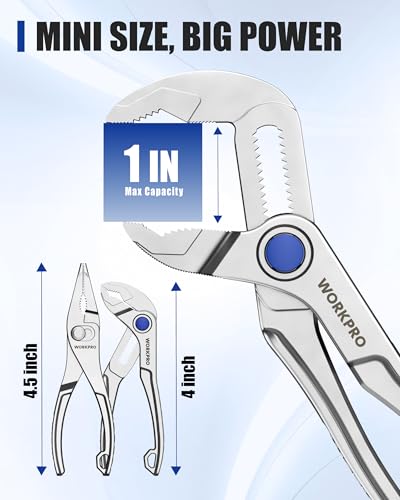 WORKPRO 2-Piece Mini Pliers Set with Pouch for Tight Spaces & Versatile Use - color: Silver