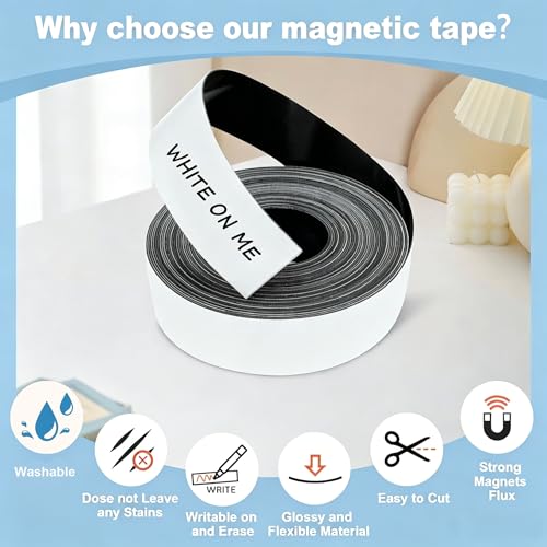 Magnetic Dry Erase Label Roll - 1 in x 12ft, Reusable Whiteboard Magnet Post It Notes Self-Cut Strips for Toolbox, Cabinet, Whiteboard, Classroom, Garage & Warehouse Organization - color: 1 in X 12ft, 1 Roll