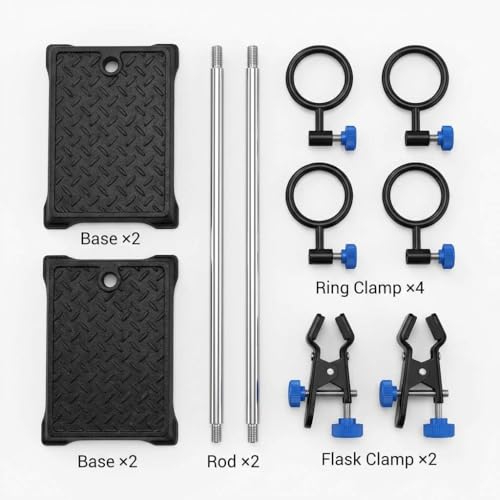 QWORK Lab Support Stand Set 2-Pack – Steel Rod 24" with Iron Base & Clamps for Heating, Filtration, Distillation - color: 2 pack, size: 24"