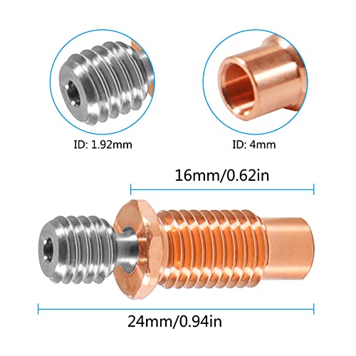 for E3D V6 Hotend Remote Short Direct Heat Sink 1.75mm, Bimetal Heatbreak, and Nozzle/Heater Block for Feeding 3D Printer Extruder