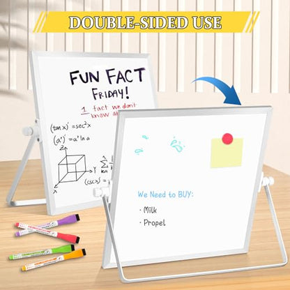Double-Sided Magnetic White Board with Stand, 10" x 10" - color: White, size: 10"W x 10"H