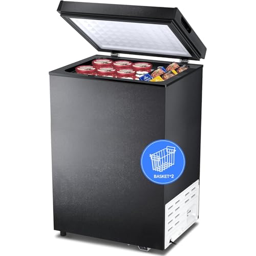 Kismile 3.2 Cubic Feet Chest Freezer, Small Deep Freezer for Home, Black - color: Black, size: 3.2 Cu.ft