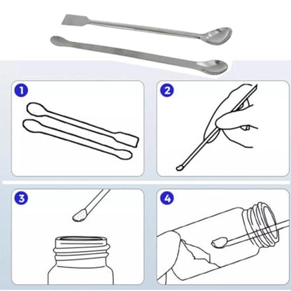yukata Silver Stainless Steel 30cm Measuring Spoons 20cm Micro Spoon Micro Lab Sampling Scoop Spatulas Combination lab Scraper Micro Spoons for Laboratory, Factory and Hobby use 1 Set