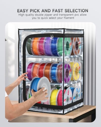 YOOPAI 3D Printer Filament Storage Box, 3-Tier Filament Storage Rack with Transparent Dust Cover, Holds Up to 30 1KG Spools, Filament Organizer and Spool Holder for PLA PETG ABS TPU, Workshop Studio