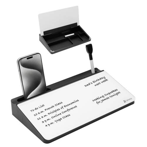 Varhomax Small Glass Desk Whiteboard with Storage - color: Small Black & White