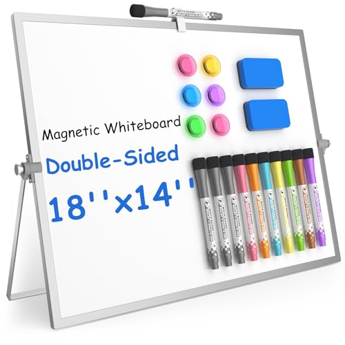 Grtard Magnetic Dry Erase Board with Stand, 18''x14'' Desktop Whiteboard - color: Silver, size: 18"W x 14"H
