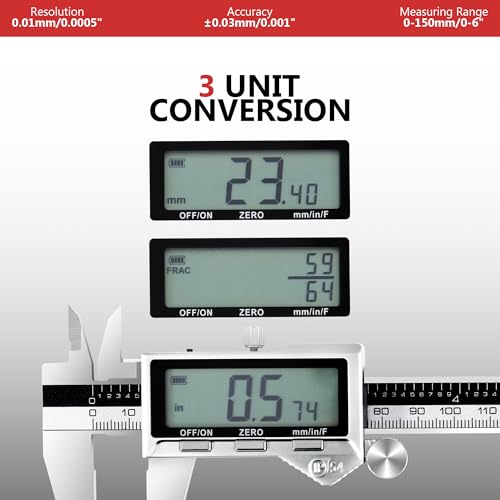 Rechargeable Caliper 8 inch with Large LCD Display - size: 0-8"