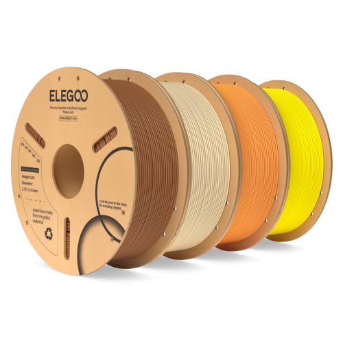 ELEGOO PLA 3D Printer Filament 1.75mm 4KG Brown/Beige/Orange/Yellow - color: Brown/Beige/Orange/Yellow, size: 4kg