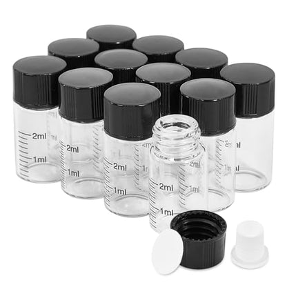 12PCS 2ml Clear Glass Graduated Vials with Screw Caps & Plastic Stoppers - color: CLEAR, size: 2ml