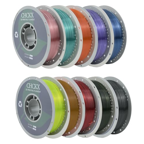 10KG PETG Transparent 3D Printer Filament Bundle, Dimensional Accuracy +/- 0.03 mm,Gray+Orange+Pink+Olive Green+Yellow+Blue+Green+Purple+Brown+Red - color: 10*1kg Transparent (Gray+orange+pink+olive Green+yellow+blue+green+purple+brown+red), size: PETG