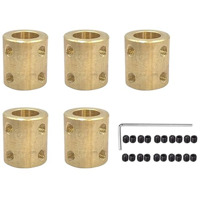 5Pcs 10mm to 12mm Brass Rigid Motor Shaft Coupling Coupler Transmission Connector Sleeve Adapter for RC Boat Car Airplane 3D Printers - size: 10mm to 12mm