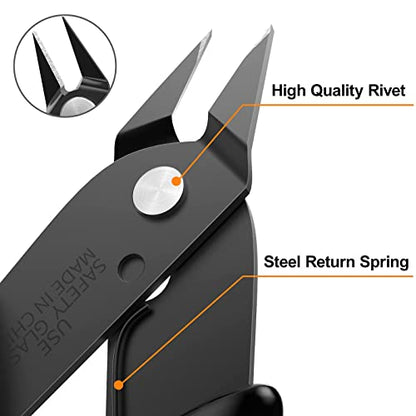 Flush Cutters Micro Wire Cutters 10 Pack Model Nippers Filament 3d Print Snips Flush Cutter for for Jewelry Making, Zip Tie, Copper Wire, Crafts, Floral, Electronics, Black, 5 Inch - color: Black ( 10 Pack )