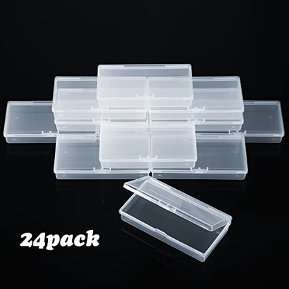 SATINIOR 24 Pcs Small Clear Plastic Container Box, 4.8 x 2.4 x 0.9 in - size: 4.8 x 2.4 x 0.9 in