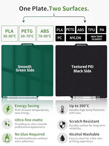 Double Sided Qidi Plus 4 Cool Plate and Black Textured PEI Sheet 310x310mm - size: 310x310mm