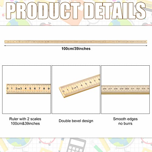 Treela 24 Pack 39 Inches Meter Stick Wood Ruler Bulk Economy Yard Stick