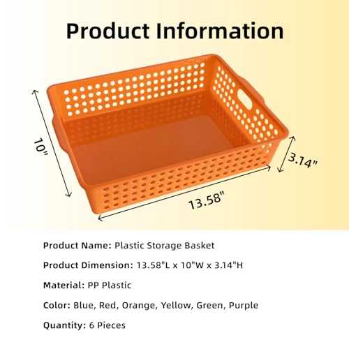 6 Pack Plastic Turn in Paper Trays for Classroom, Bin Baskets,Bright Color - color: Bright Color